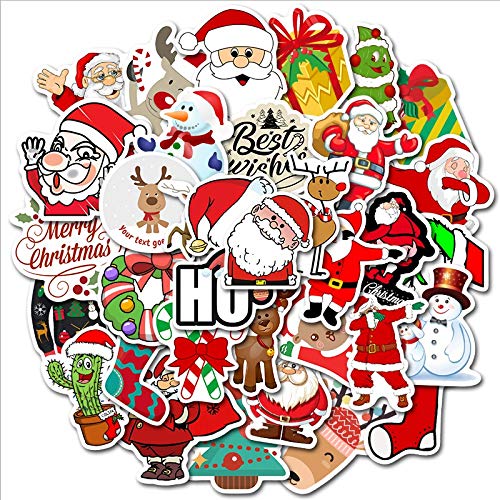 Gift Stickers for Water Bottles 50 Pack Christmas,Waterproof Vinyl Stickers for Teens, Boys Girls Perfect for Laptop, Luggage, Skateboard, Motorcycle, Bicycle Decal Graffiti Patches (Christmas)