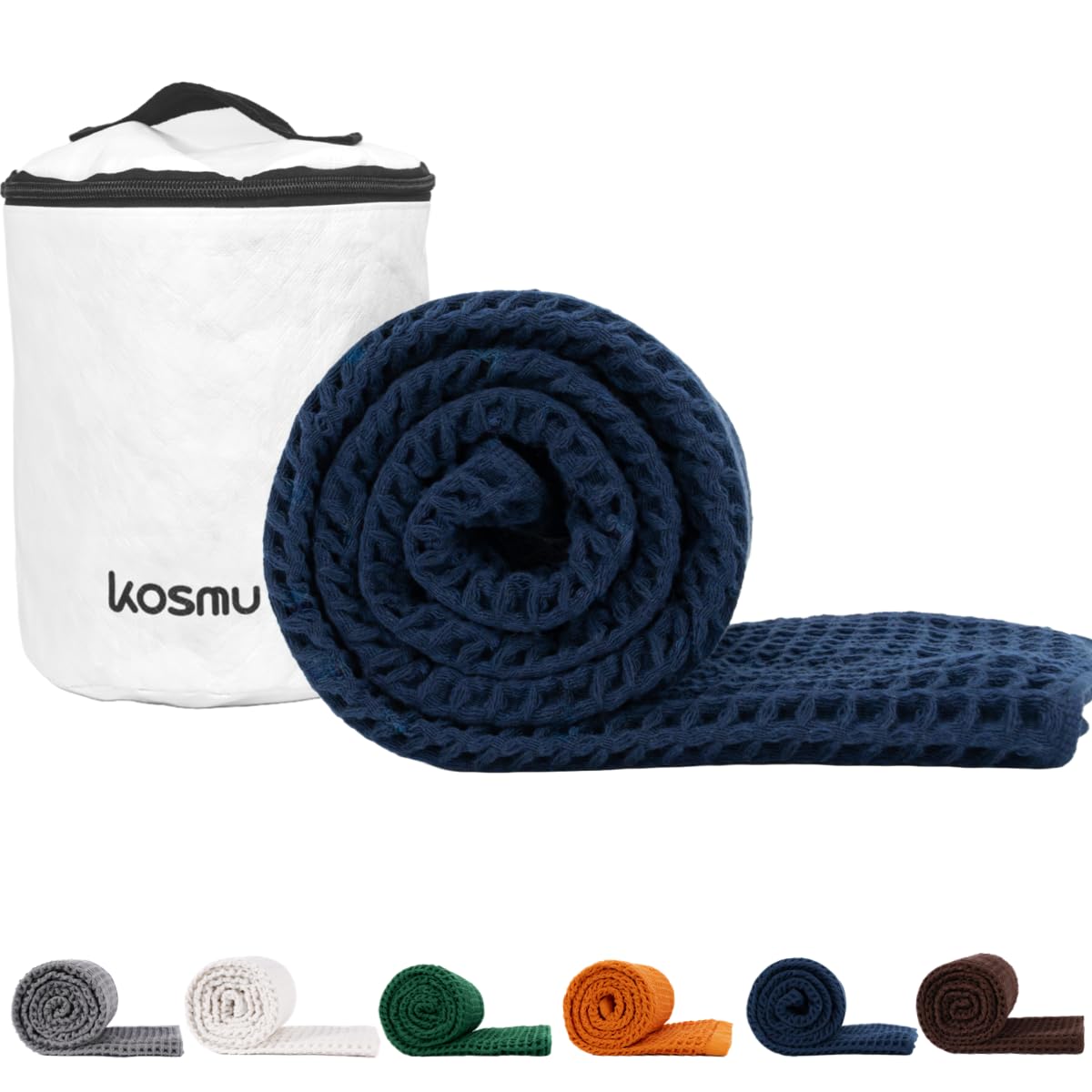 Luxury Organic Japanese Cotton Waffle Bath Towel | Thick, Absorbent, Quick Dry Bathroom Towels for Shower, Sauna, Onsen| Hotel & Spa Quality, Gift-Ready (Ocean Blue, Bath Sheet, 67" x 34")