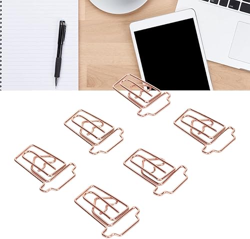 Miniatura 5 de 100 clips de papel de metal en forma de taza de café, bonitos marcadores de papel marcado documento organizador clip para suministros de oficina,