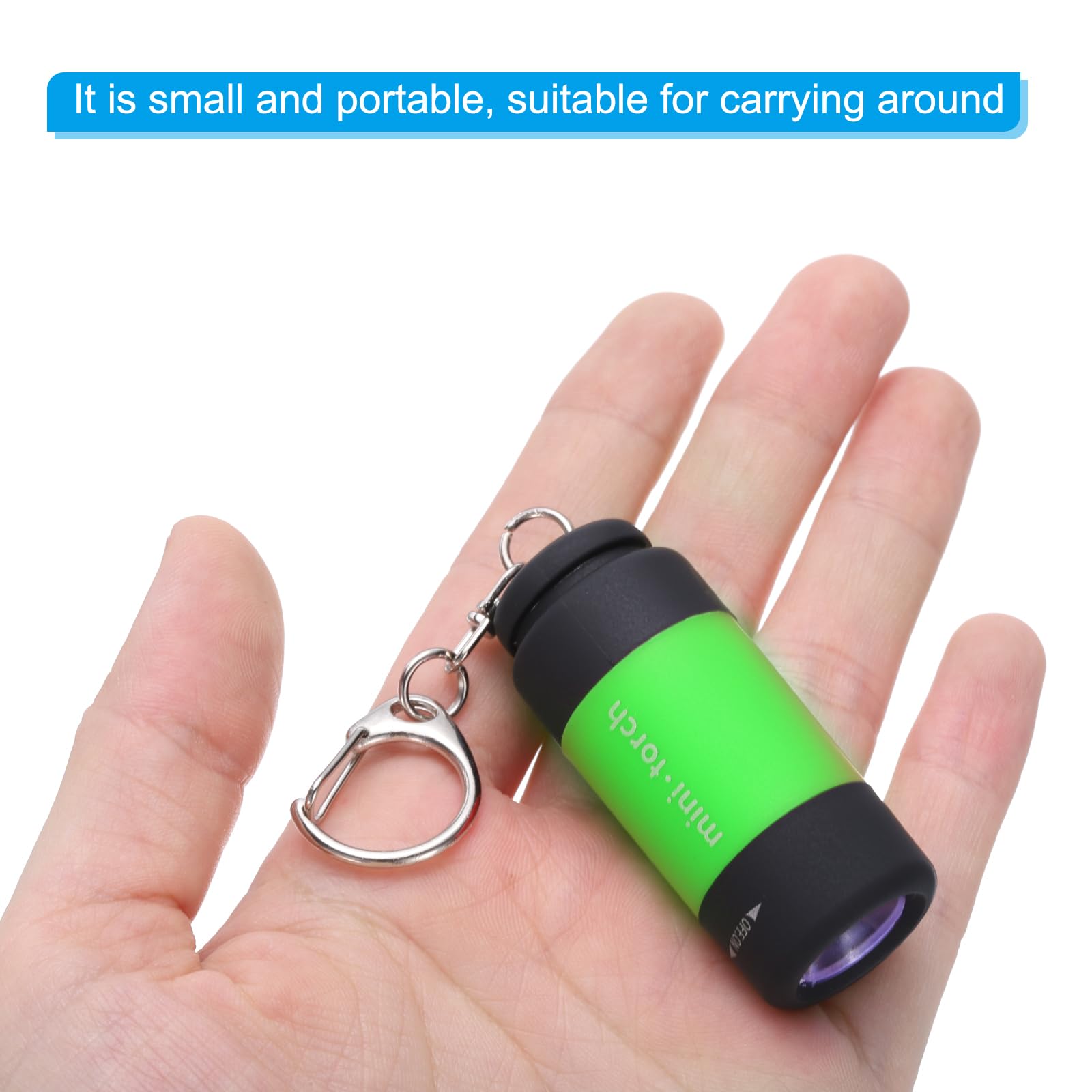PATIKIL Mini Keychain Flashlight, Pocket LED Flashlight Portable Torch USB Rechargeable for Outdoor Camping Party Green - Image 4
