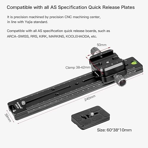 Miniatura 4 de Koolehaoda Abrazadera de liberación rápida de metal deslizante nodal profesional de 9.449 in, soporte de cámara de cola de milano doble con