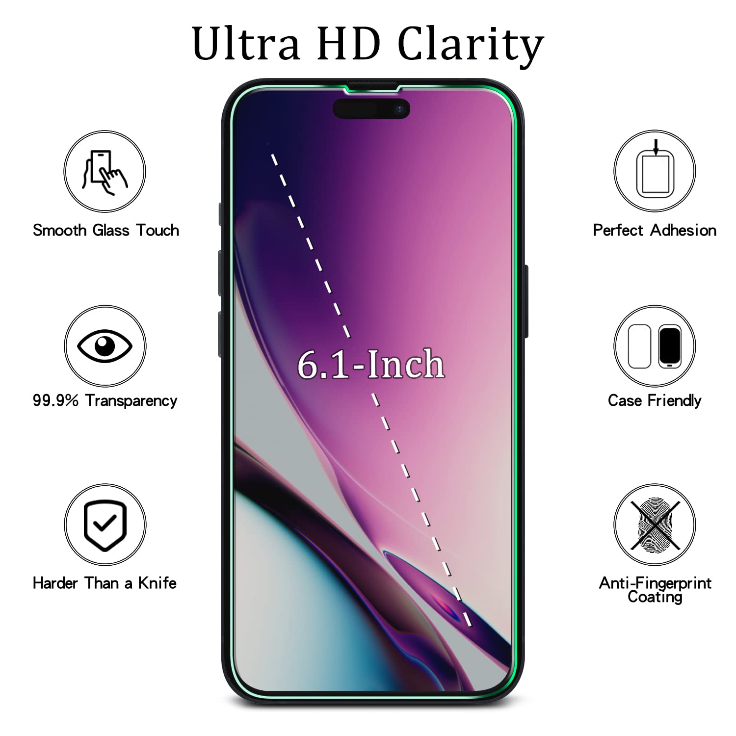 MAYtobe 2 Pezzi Vetro Temperato per iPhone 13, 13 Pro, iPhone 14