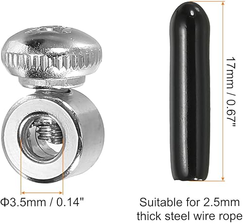 Miniatura 2 de PATIKIL Juego de tornillos ajustables de repuesto y tapas de extremo, 10 juegos de accesorios de repuesto para cable de velocidad de cuerda de saltar