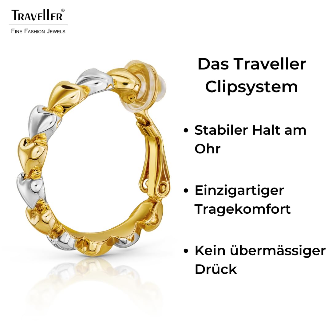 Traveller Ohrclip Creolen - Herzen - bicolor - 157688