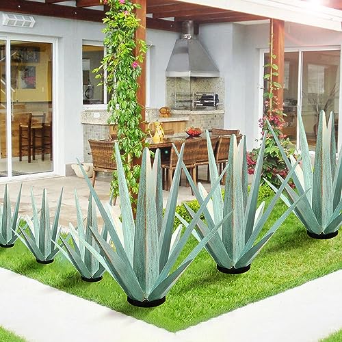 Image of KODIBO 24 inch Metal Agave Plant Outdoor Decor, Large Yard Statue, Mint Green