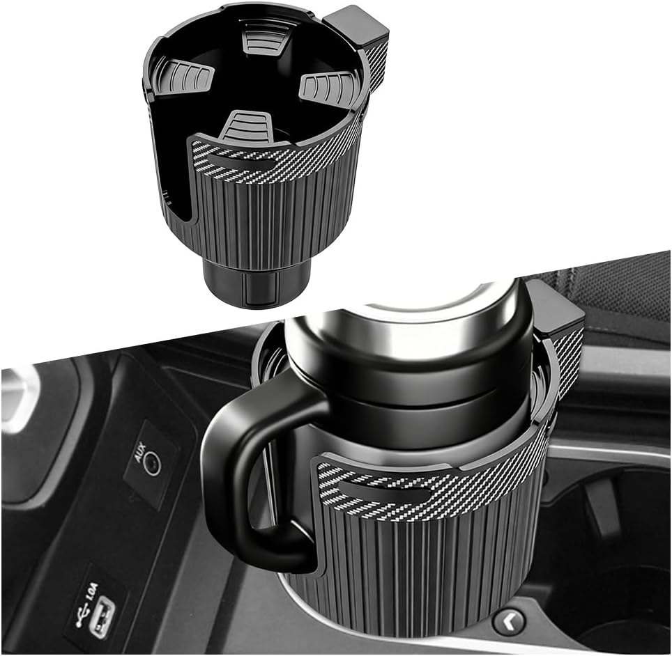 Car Cup Holder Extender, Expandable Vehicle Water Bottle Holder Adapter with Adjustable Base, Automotive Interior Drink Cup Expander, Universal for SUV Caravan Truck