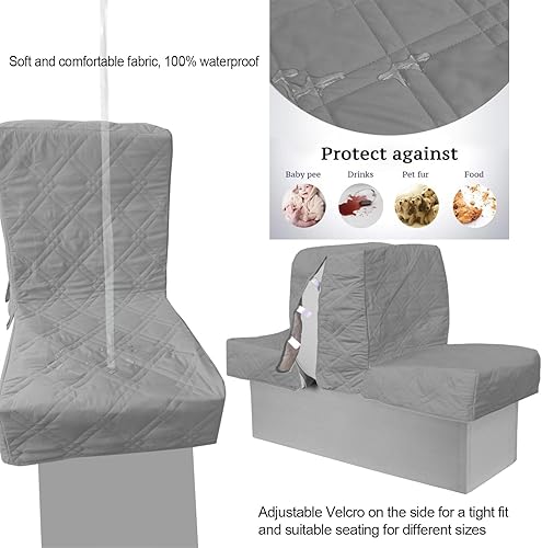 Miniatura 5 de Fundas de asiento de barco, fundas de repuesto para asiento de barco, tela de microfibra suave, 100% impermeables para asientos dañados (2 juegos