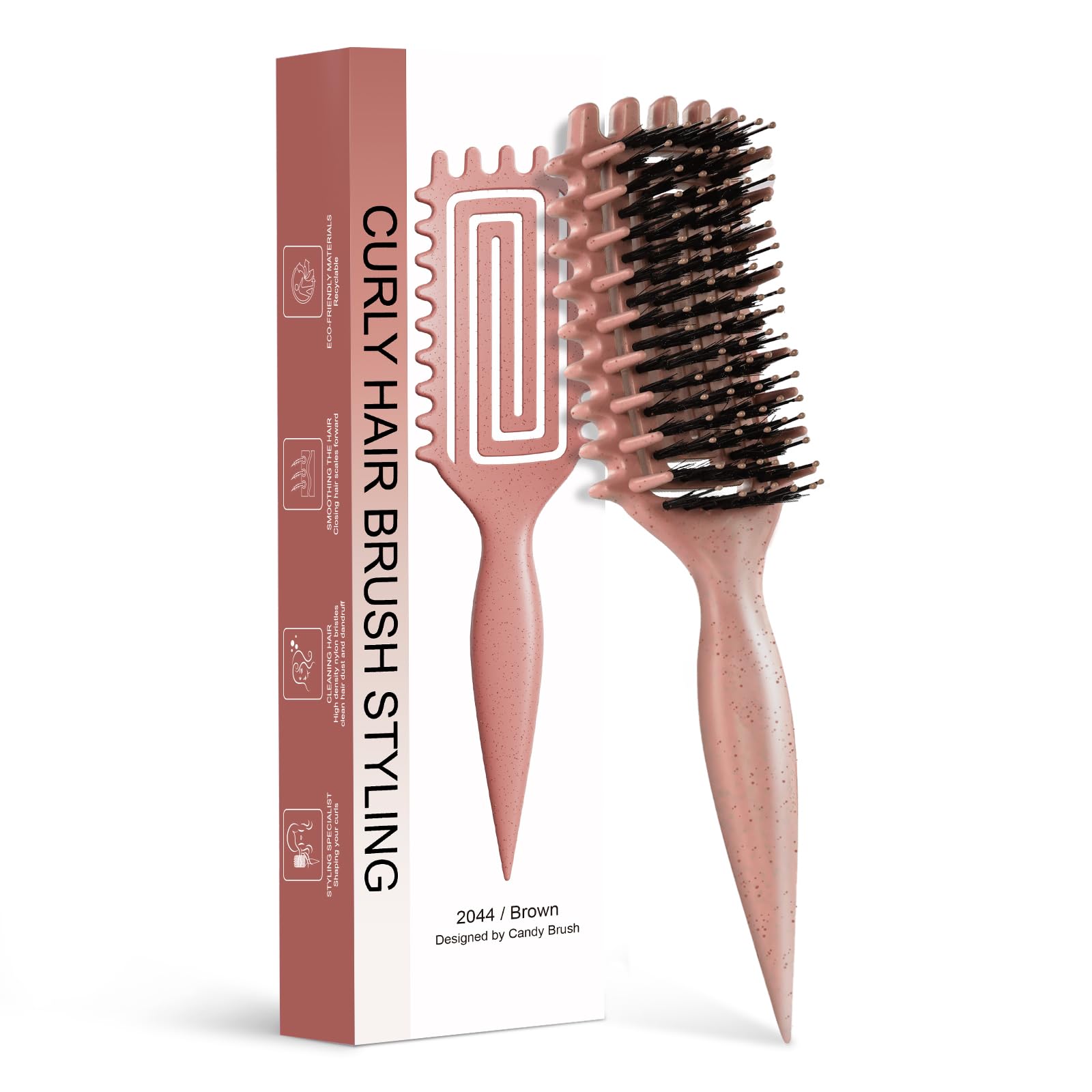 Curly Hair Brush,Curl Defining Brush for Effortlessly Defined Curls & Waves,Vented Hair Brush for Wet & Dry Hair,Women and Men,Reduces Frizz (Beige)