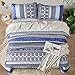 WONGS BEDDING Boho Quilt Set King Size, Blue Bohemian 3 Pieces Quilt Sets, Lightweight Bedspread Coverlet Bedding Set for All Season (103