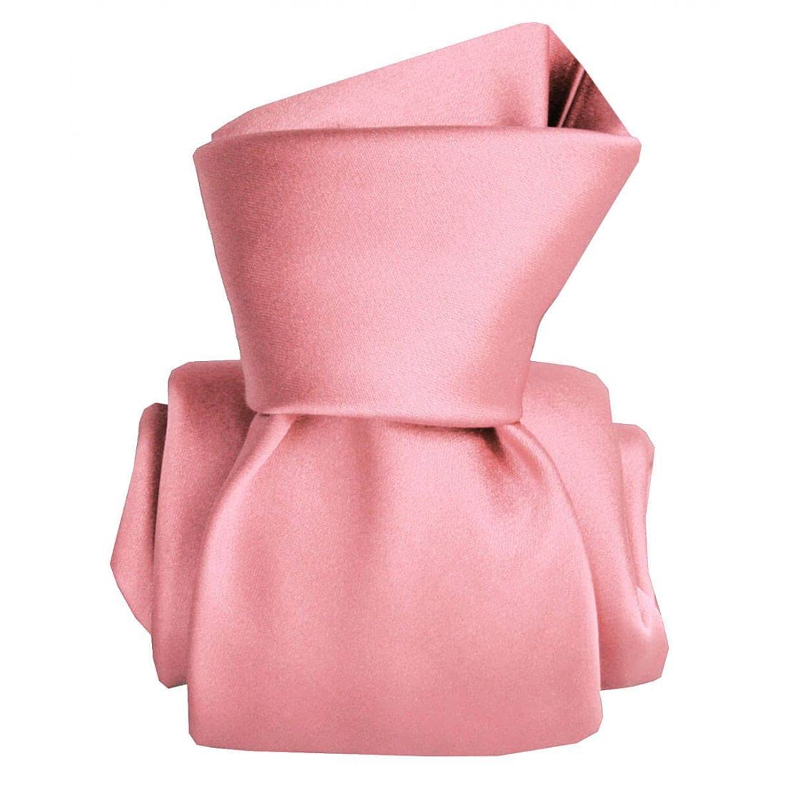 Segni Et Disegni. Cravate Soie. Satin - Rose Satin, Uni - 100% Pure Soie FABRIQUE EN ITALIE.