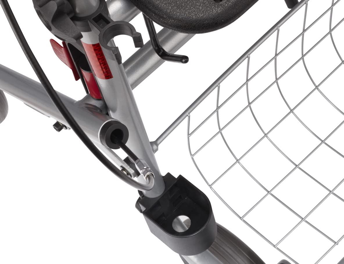 Bischoff & Bischoff Senio Andador plegable – Andador estándar con ruedas grandes para interior y exterior, altura ajustable, incluye cesta, bandeja y soporte para bastones