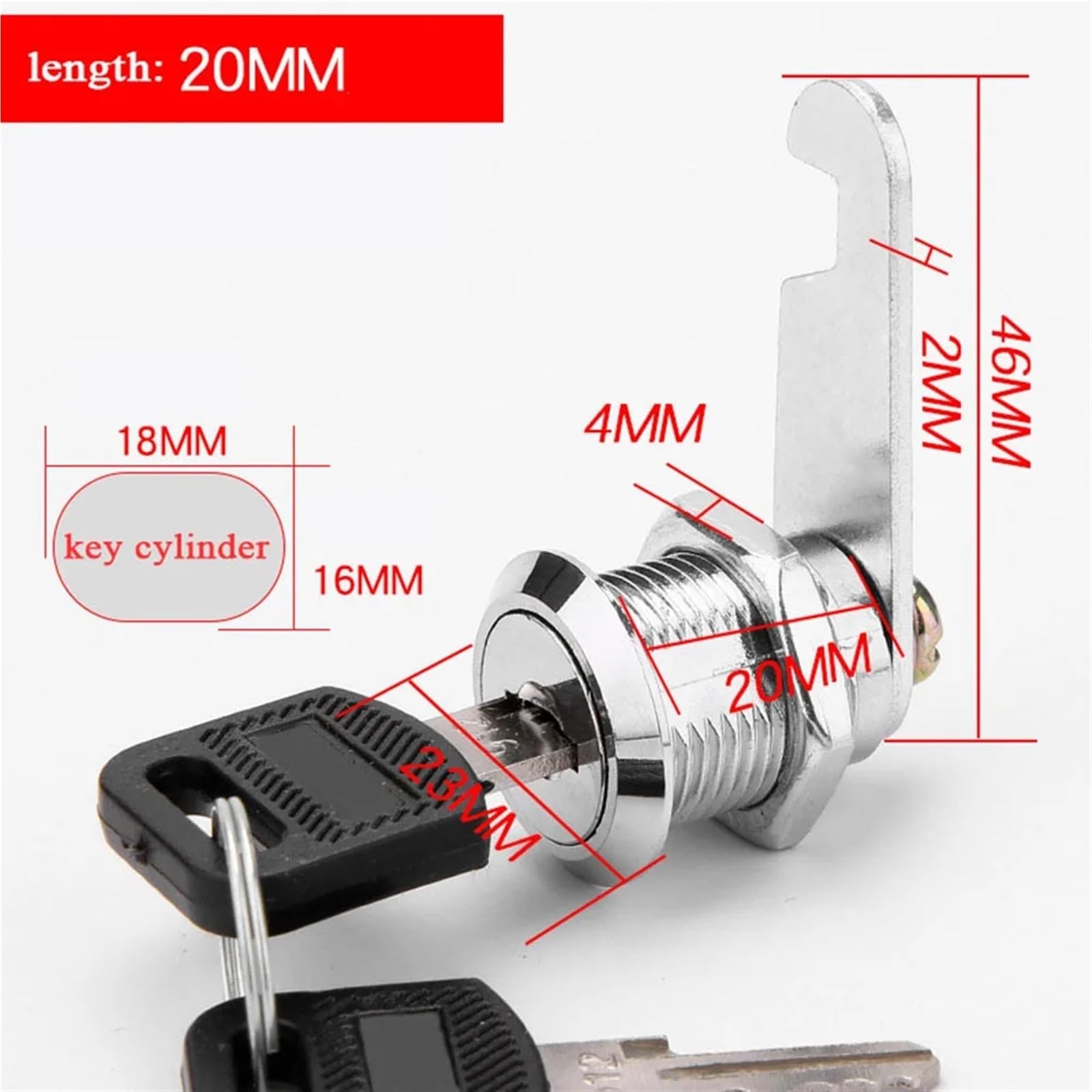 Security 2 Key 16/20/25/30/35mm Cabinet Locks Hard Drawer Cupboard Locker Classic Simple Locker 1Pcs(20mm)