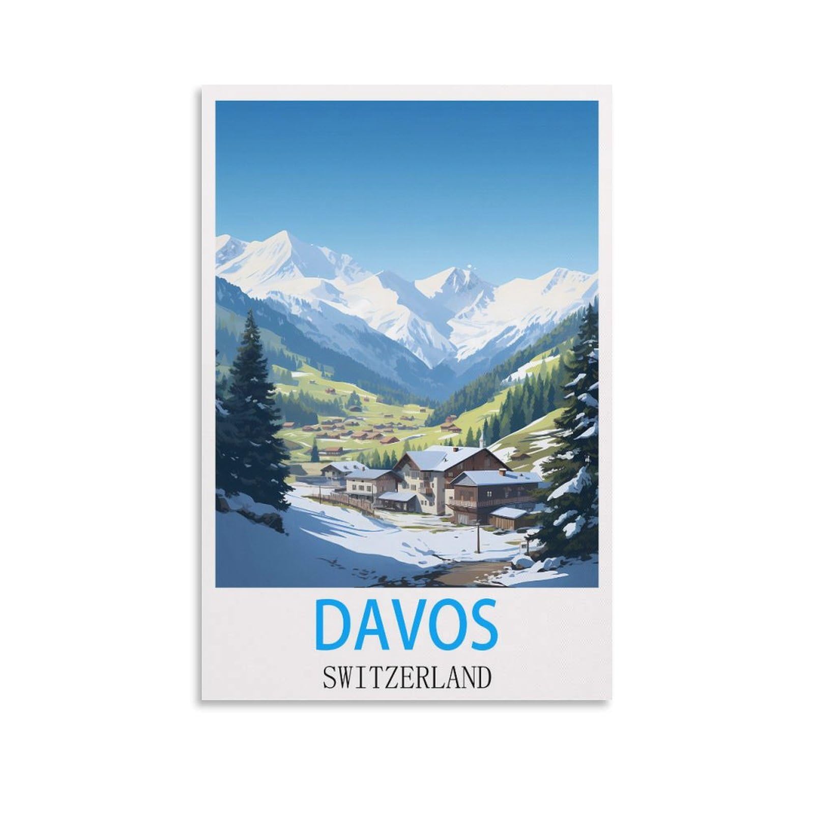 Hsayyiii Unframe-Style Davos Switzerland Vintage Travel Posters 16X24inch(40X60cm) Canvas Art Poster And Wall Art Picture Print Bedroom Decor