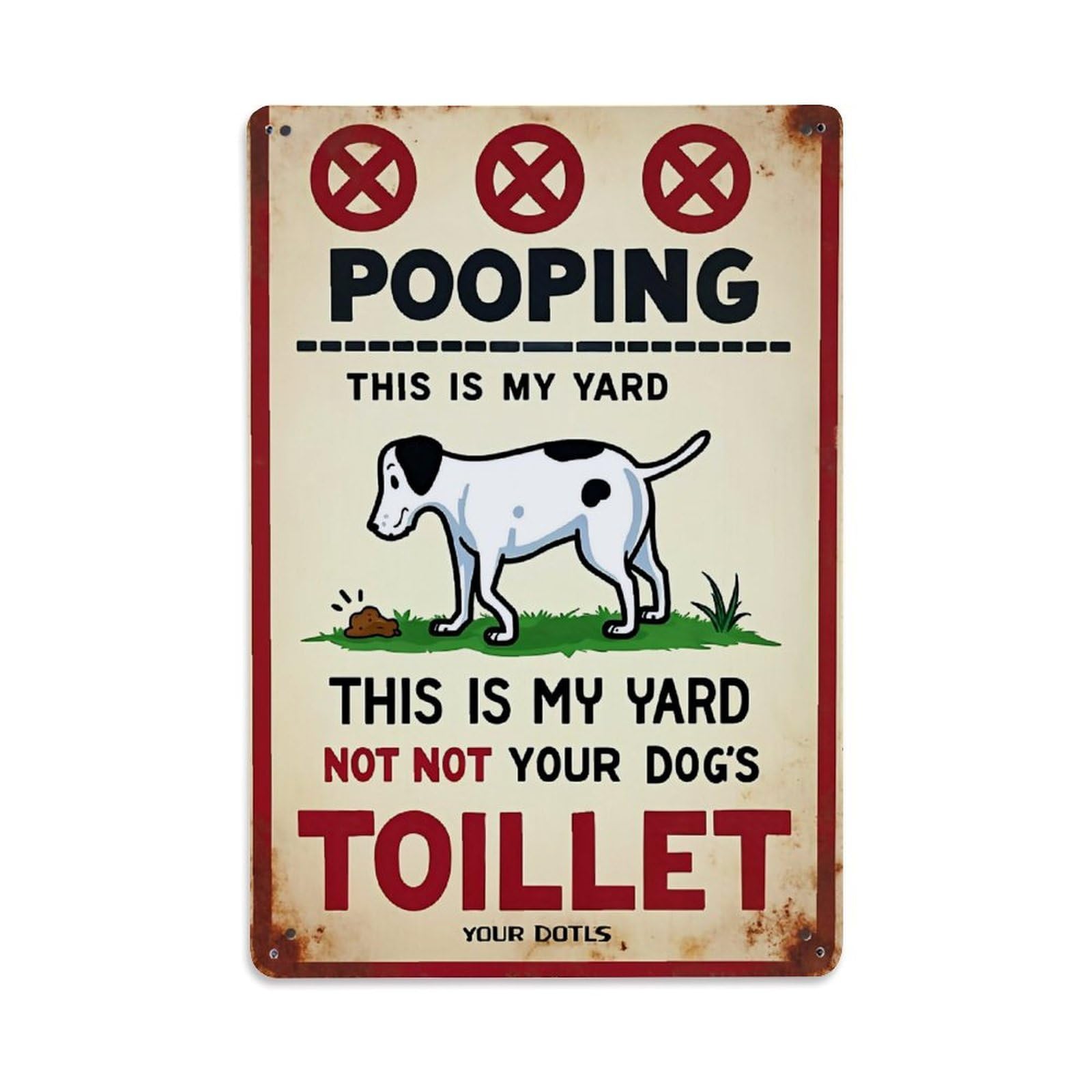 Dog Pooping Warning Sign Art Vintage Tin Sign Retro Metal Wall Decor Metal Poster, Home Bar Garage Farmhouse Cafe Wall Art Decoration 8x12Inches
