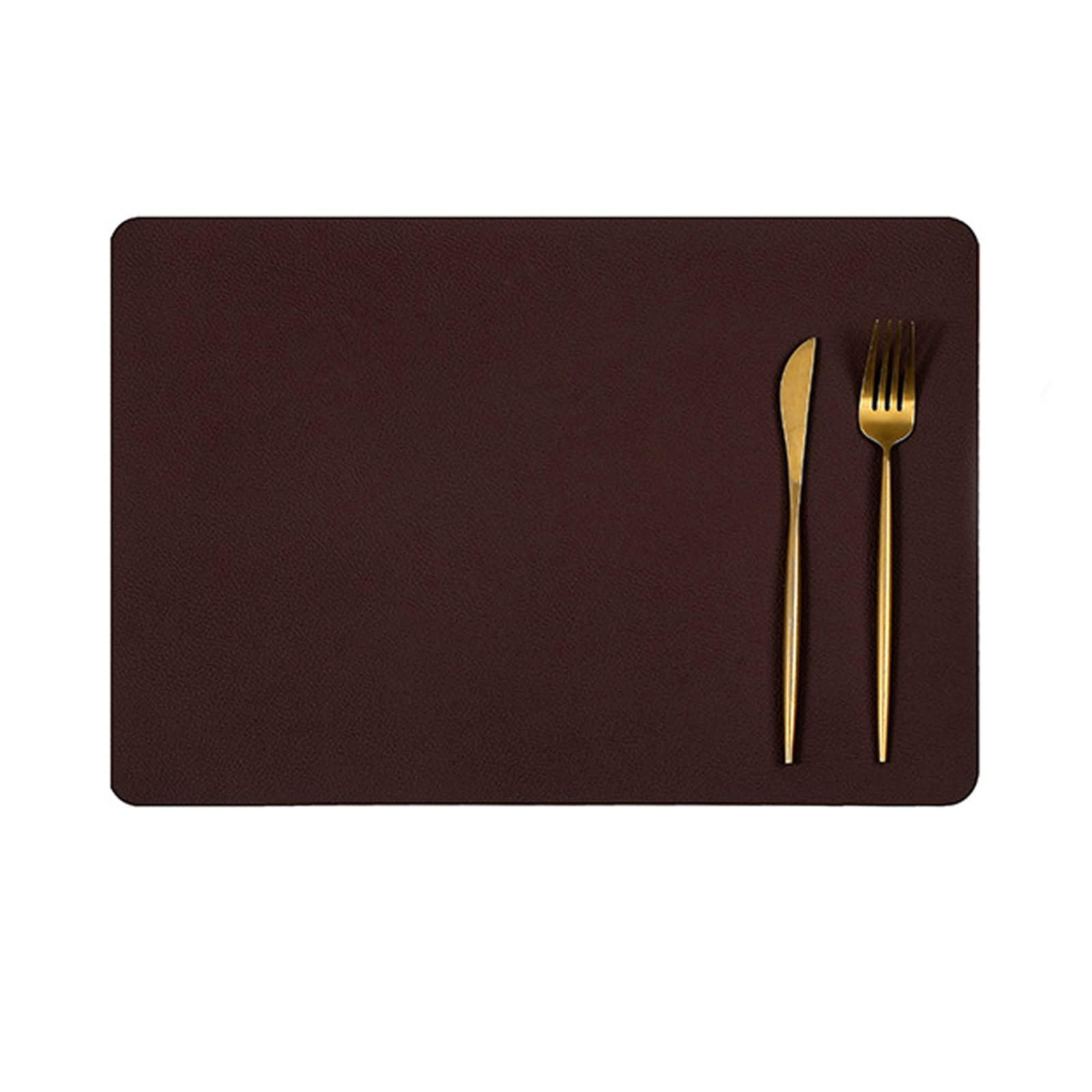 Manteles Individuales 8 PCS,43 x 30 CM,Salvamantel Individual Cuero PU Color Sólido con Doble Cara Mantel Individual Rectangular Café Beige Blanco