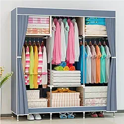 Guarda Roupa Dobrável Organizador Armário para Organizar Roupas (Cinza)