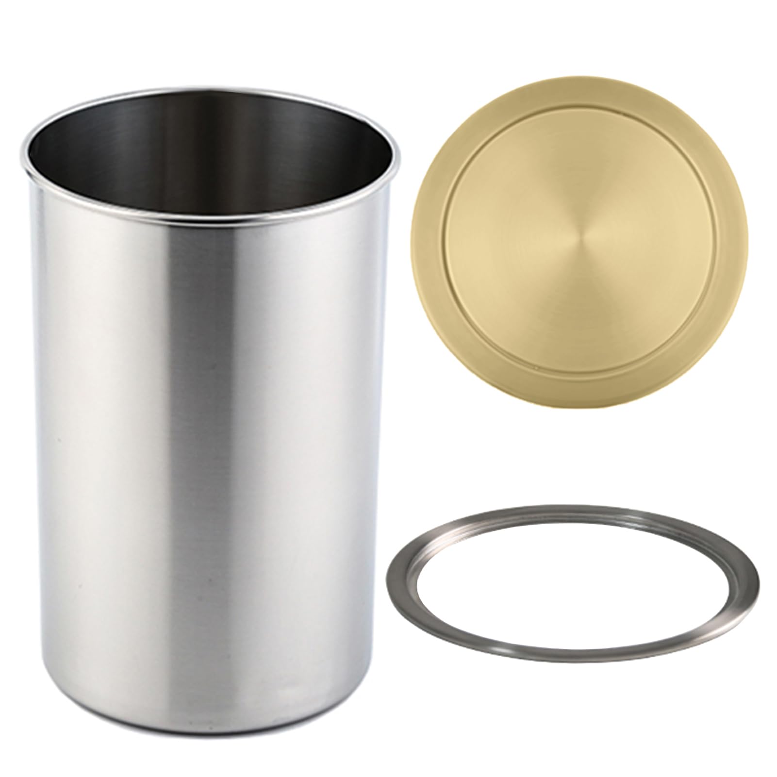 GLJTUO Recessed Trash Can with Flip Cover, Built-in Stainless Steel Garbage Bin for Kitchen and Office Spaces