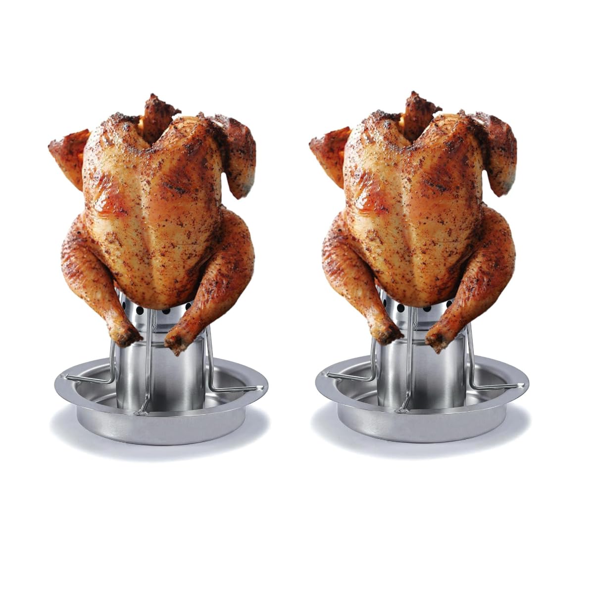 AMOZO The New 304 - Soporte para pollo (acero inoxidable, 2 unidades)
