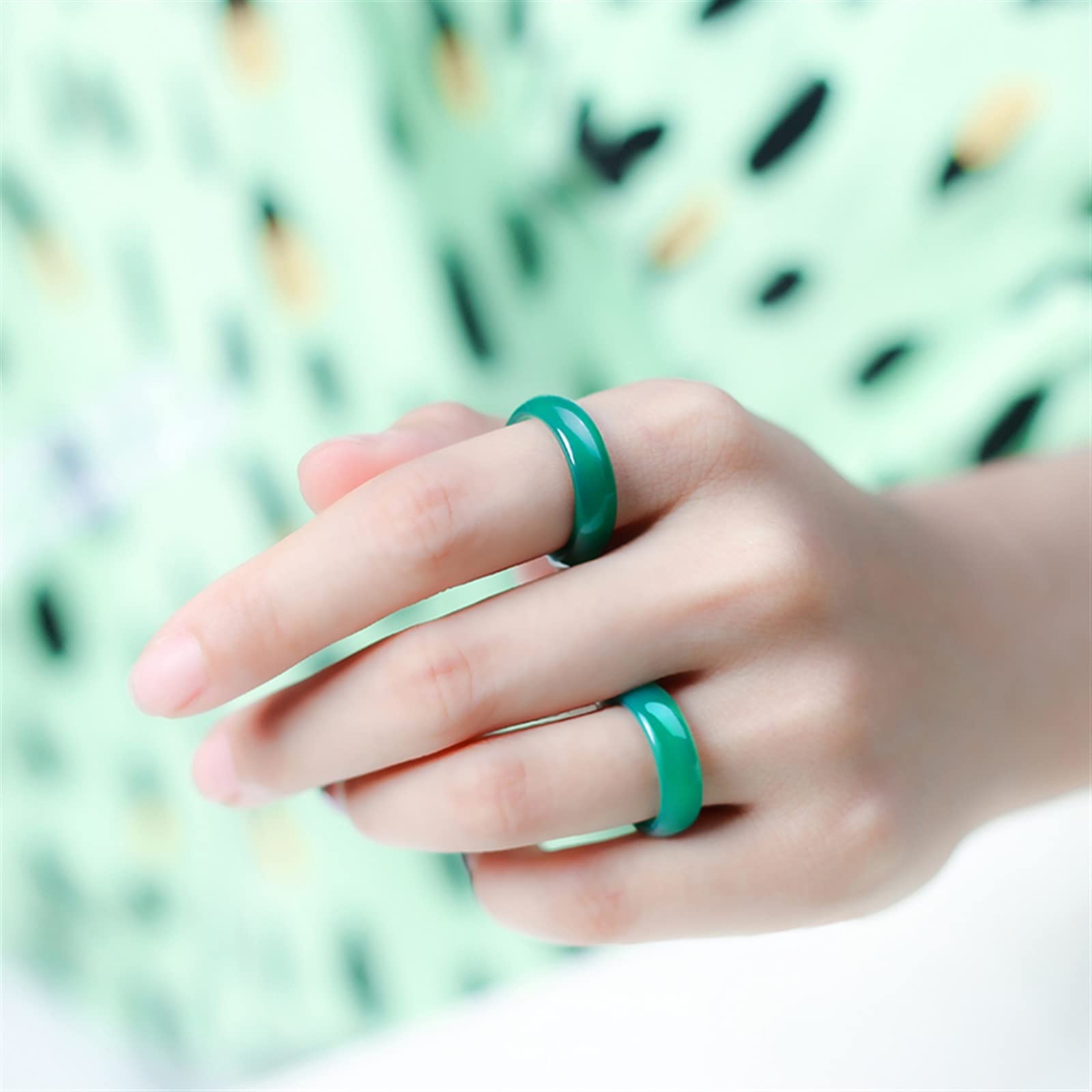 Natural Green Jade Ring Chalcedony rote Ringe Schwanz Schmuckliebhaber Männer Frauen Jade Schmuckgrün Amethyst Ring Rubin Ring (Ringgröße: 9,5)