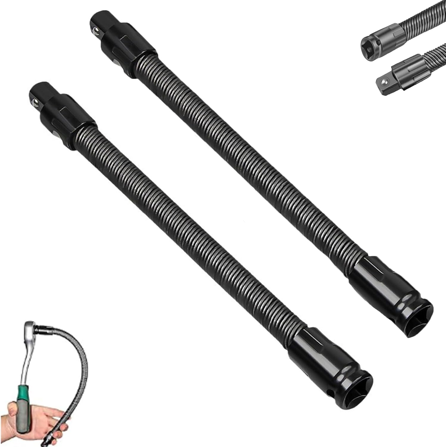 1/2" Flexible Shaft Extension Extender Torque Socket, Ratchet Spanners Electric Wrench Connecting Rod, Heavy-Duty Universal Socket, Portable Flexible Socket Extension for Automotive Repair (Mix)