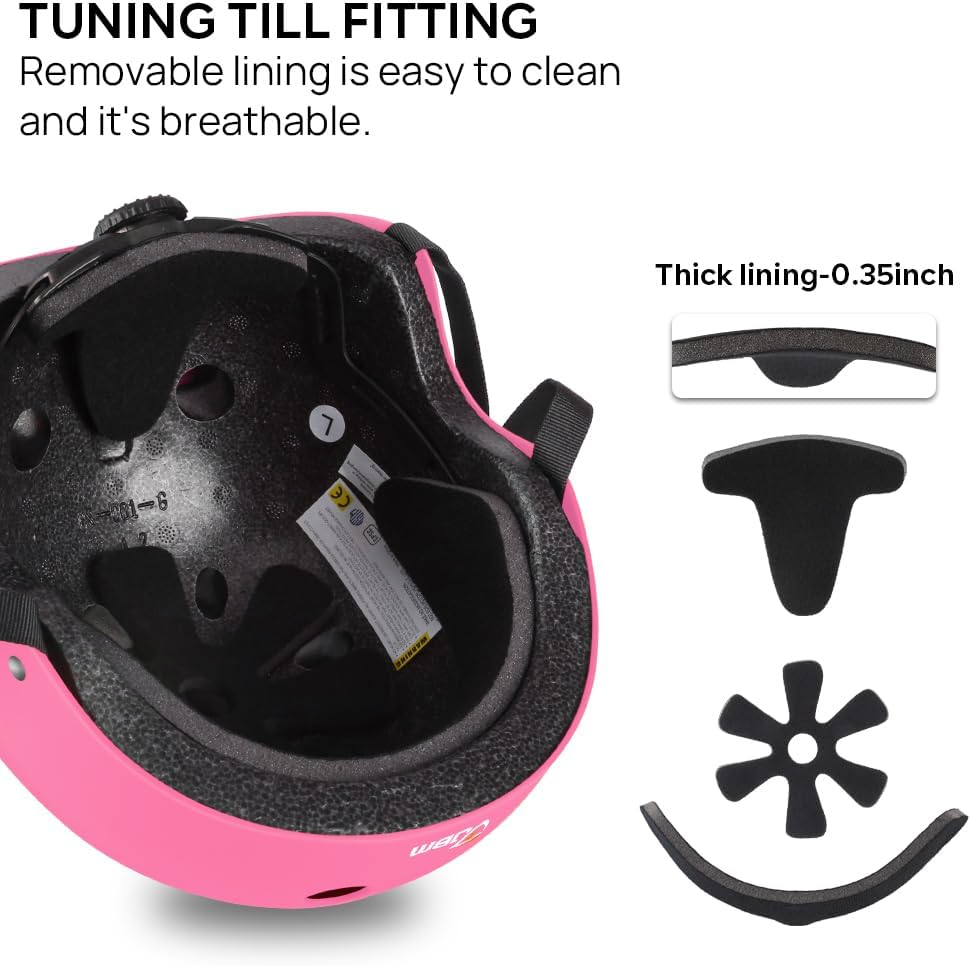 JBM Skateboard Helmet - Lightweight, Adjustable & Ventilated Helmet for Scooter, Roller Skate, Inline Skate