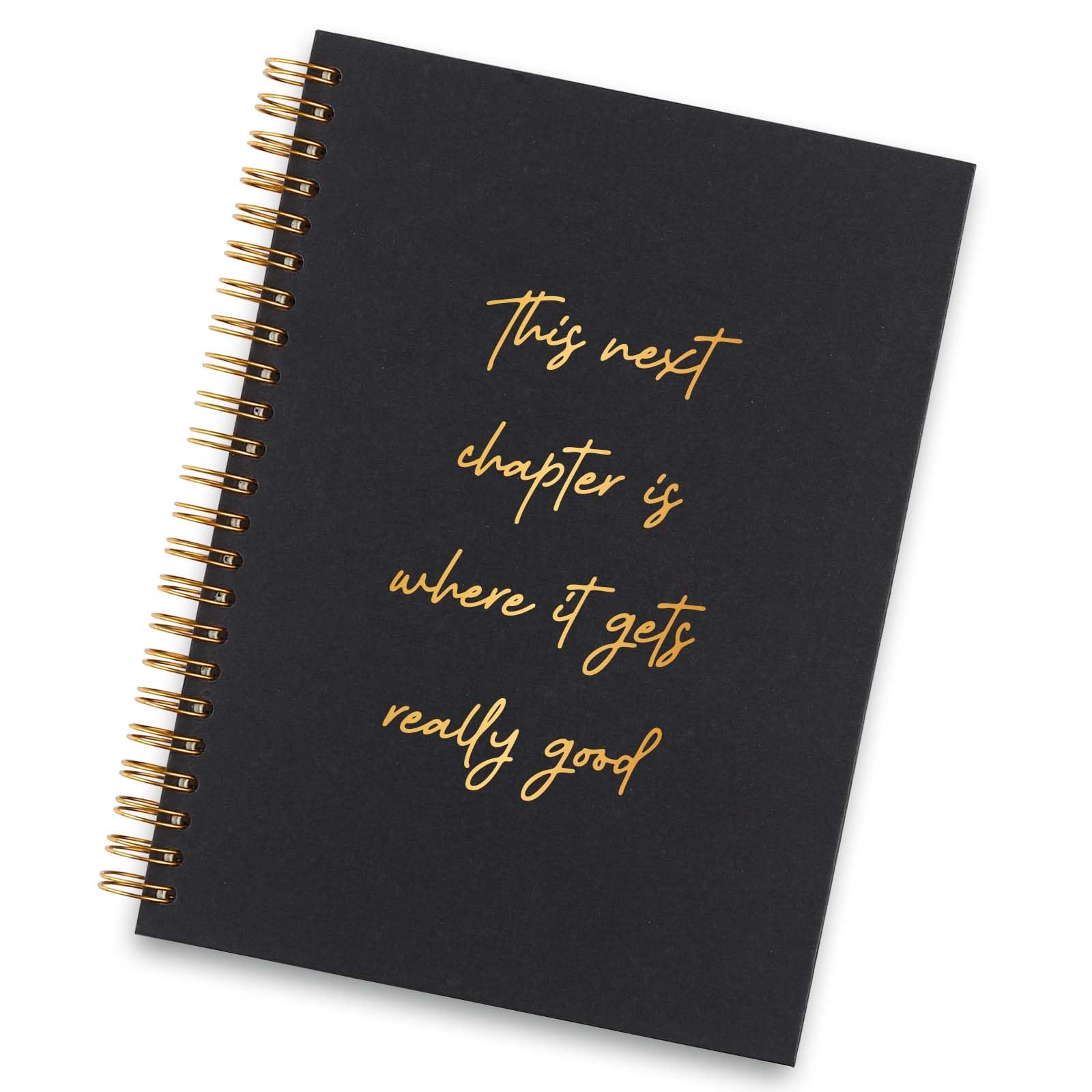 vizuzi New Chapter Funny Black Golden Spiral Notebook, Retirement Gifts for Boss, New Job Gifts, Farewell Thank You Gifts for Coworker, Office Farewell Party Gi