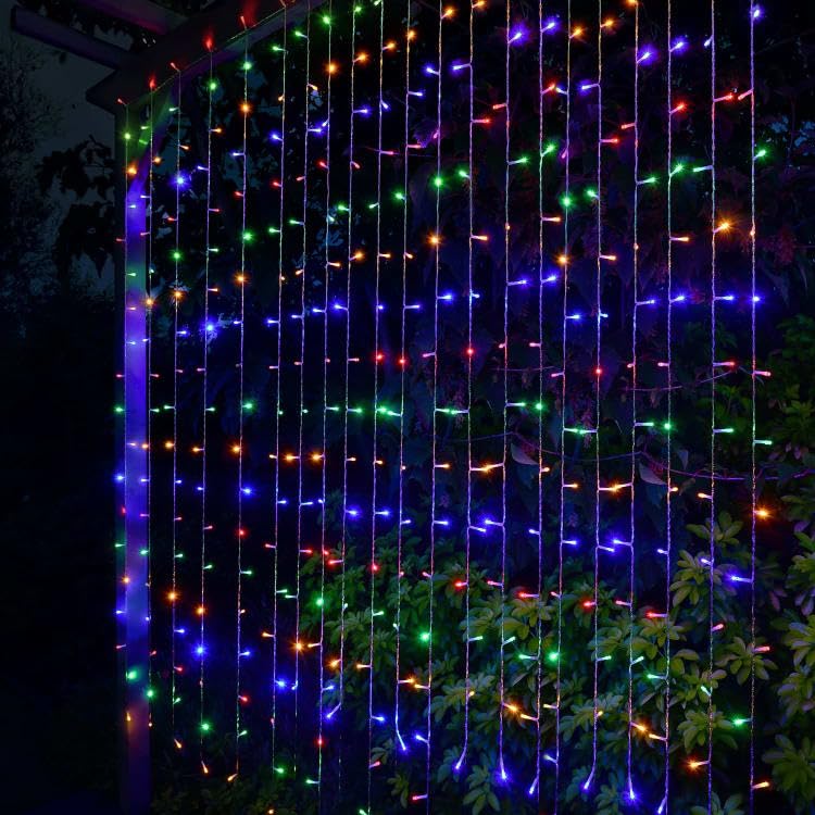 Sollar Powered LED Curtain Lights 180cm - Multicolour - This Sollar Powered LED Curtain is Perfect for Creating a Lit Backdrop Against Walls & Fences, Or Around Gazebos.