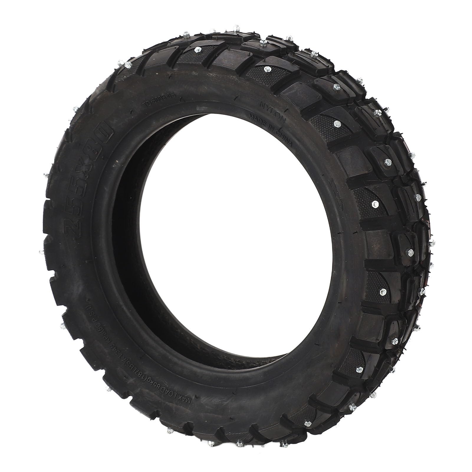 Fockety Pneumatico per Scooter Elettrico da 255 X 80 da 10 Pollici, Pneumatico Tubeless in Gomma Addensata Antiscivolo, Pneumatico Esterno con Borchie Antideflagrante per Vuoto Fuoristrada