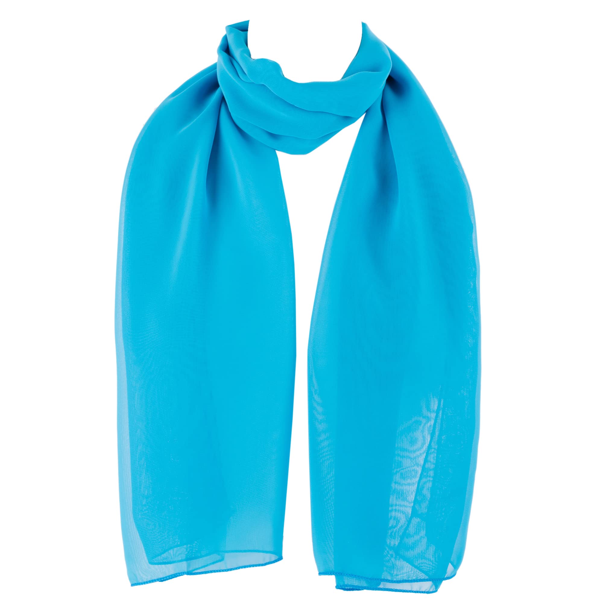 Hat To Socks Women’s Premium Korean Made Chiffon Scarf – Lightweight Sheer Fashion Wrap, Soft Elegant Shawl for All Seasons (Turquoise)