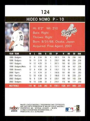 Miniatura 2 de Baseball MLB 2004 Fleer Ultra #124 Hideo Nomo NM Dodgers