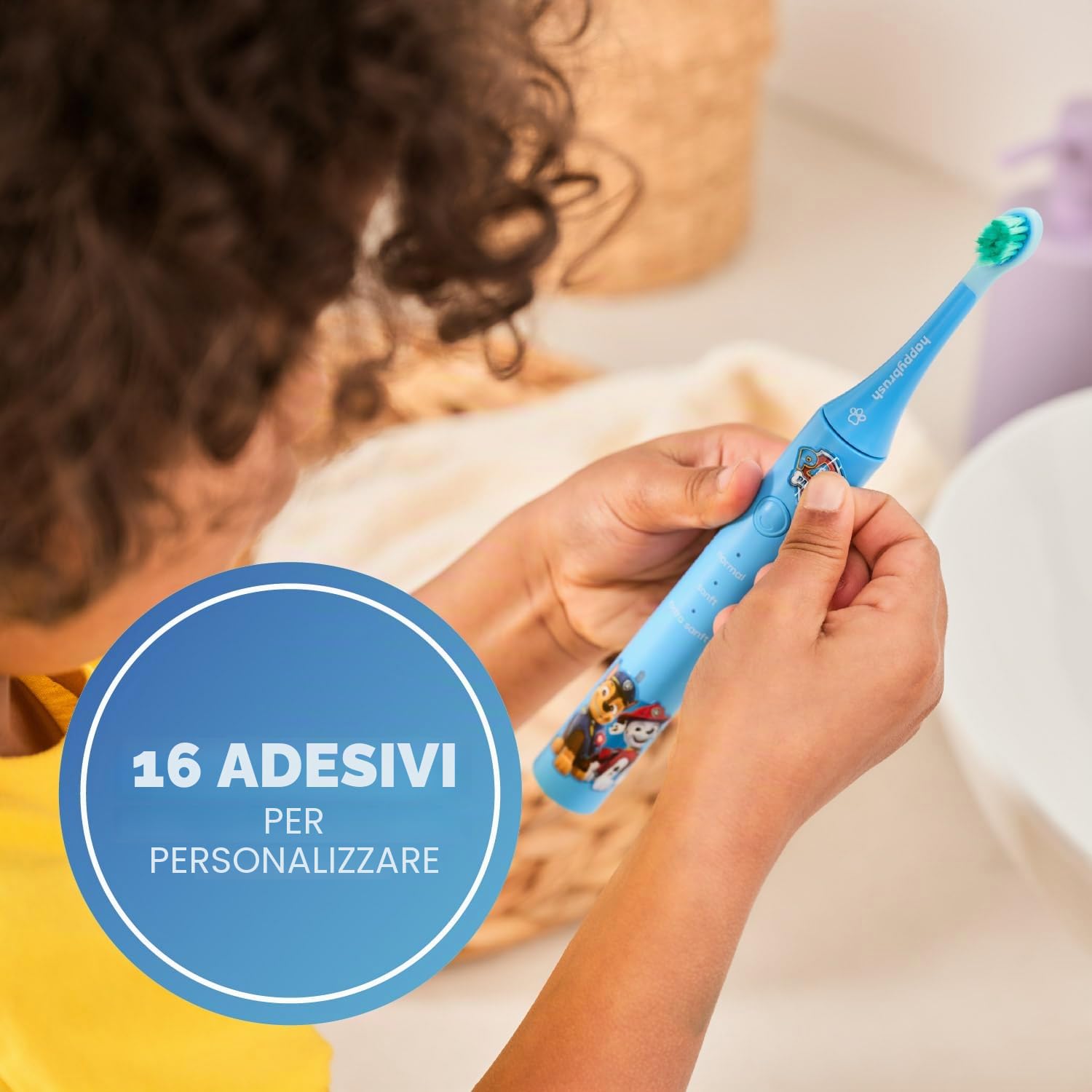 happybrush Spazzolino elettrico per bambini – "La grotta dei leoni" – Vincitore del test * – Spazzolino da denti per bambini in design Paw Patrol – Include 4 testine di ricambio, batteria da 4