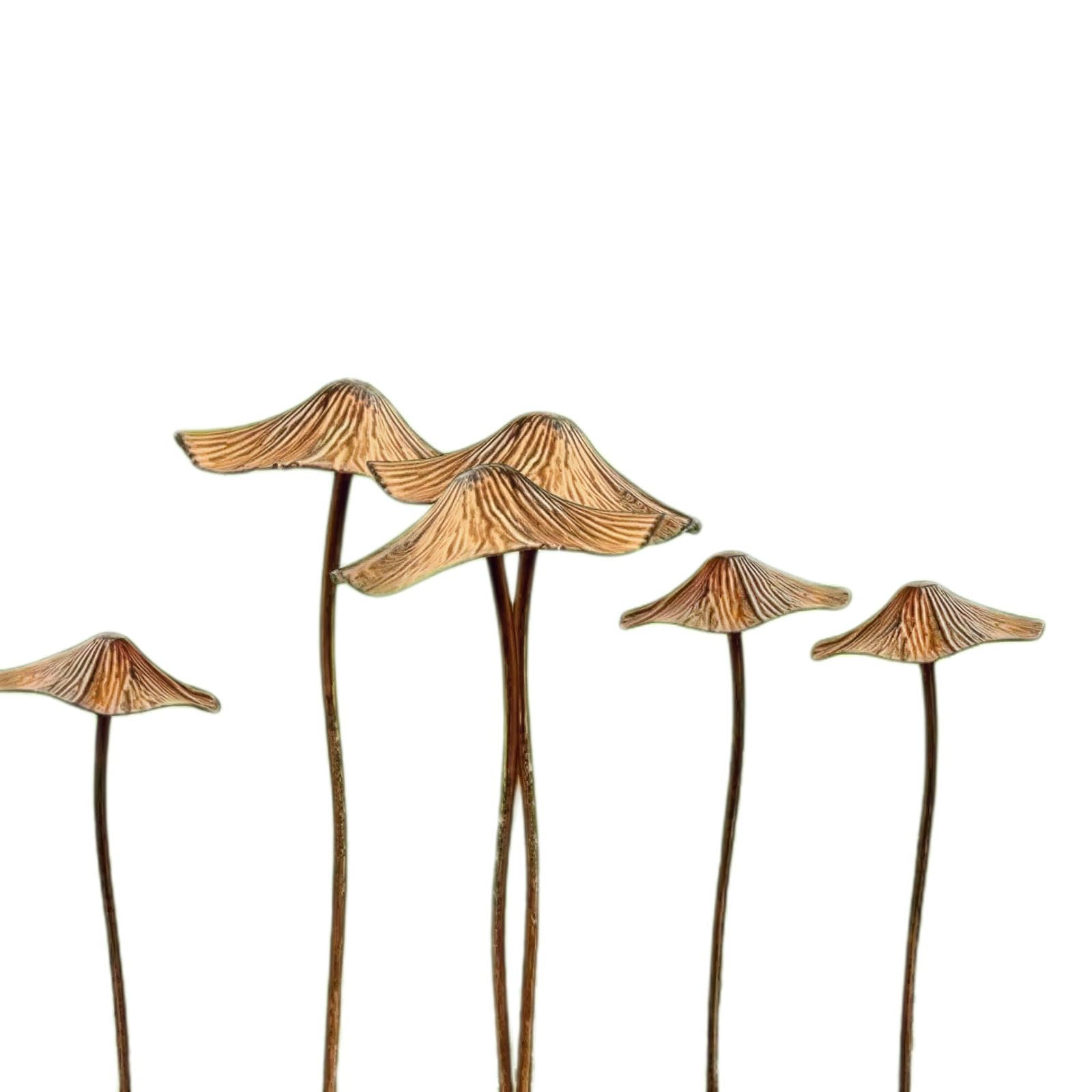 Metall-Pilz-Gartenstatue, Dekoration, Eisen-Pilzpfähle, Outdoor-Metall-Gartenornamente für Pflanzgefäß, Terrasse, Rasen, Hofpflanzendekoration (3 x L und 3 x S)