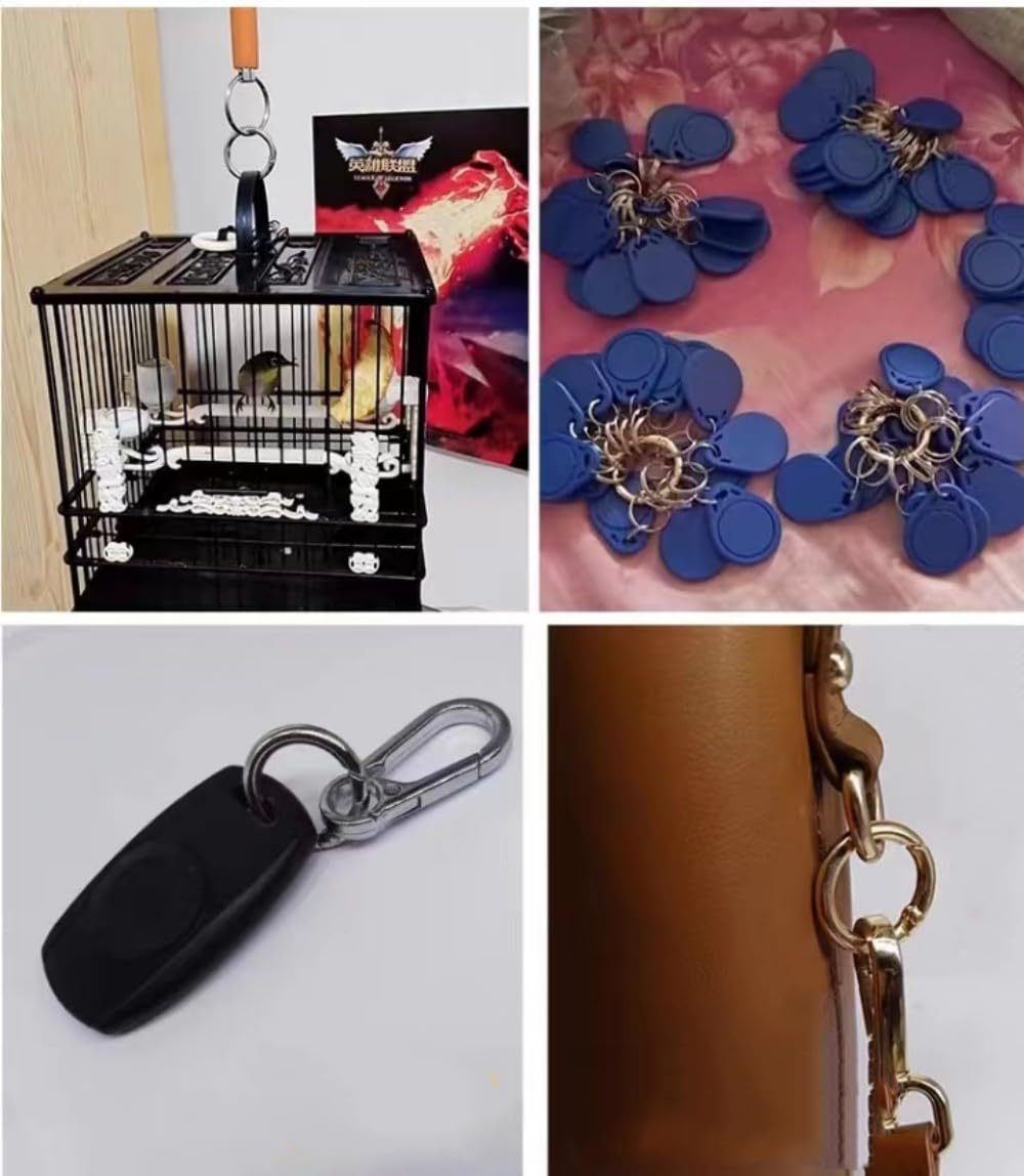 Bobeey Lot de 4 mousquetons ronds en métal à ressort, porte-clés à crochets à ressort, boucle de porte-clés à ressort, anneau plat pour sacs à main BBC40, Noir Pistolet, 1 pouce (25