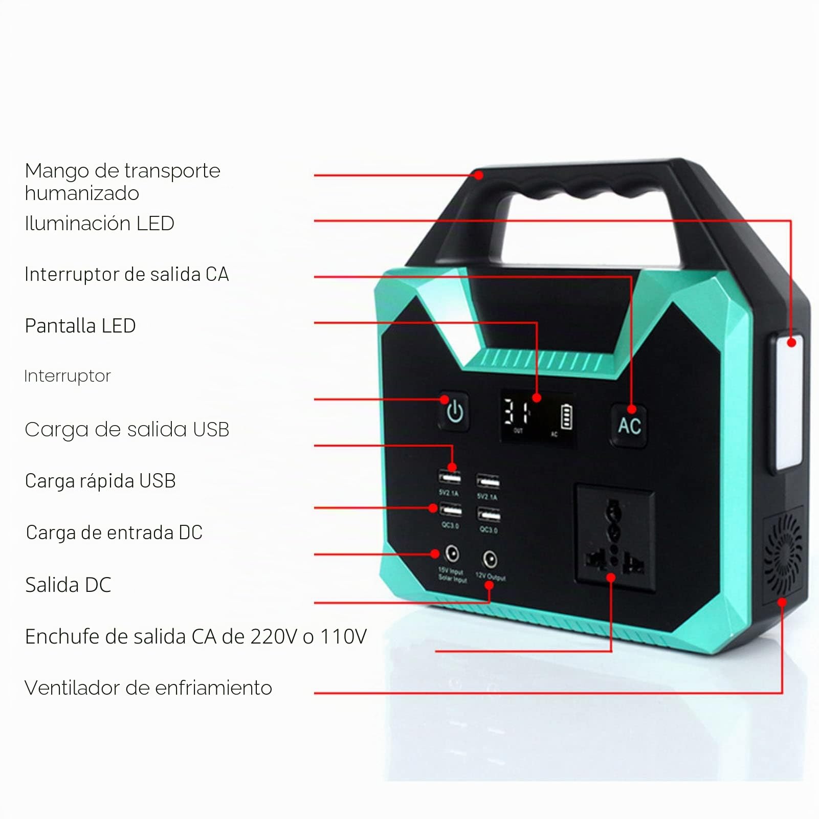 Estación de Energía Portátil, Generador Solar de 40800mAh, Batería de Polímero de Litio, Enchufe Europeo, Cargador Portátil de 100V, Fuente de Alimentación de Emergencia