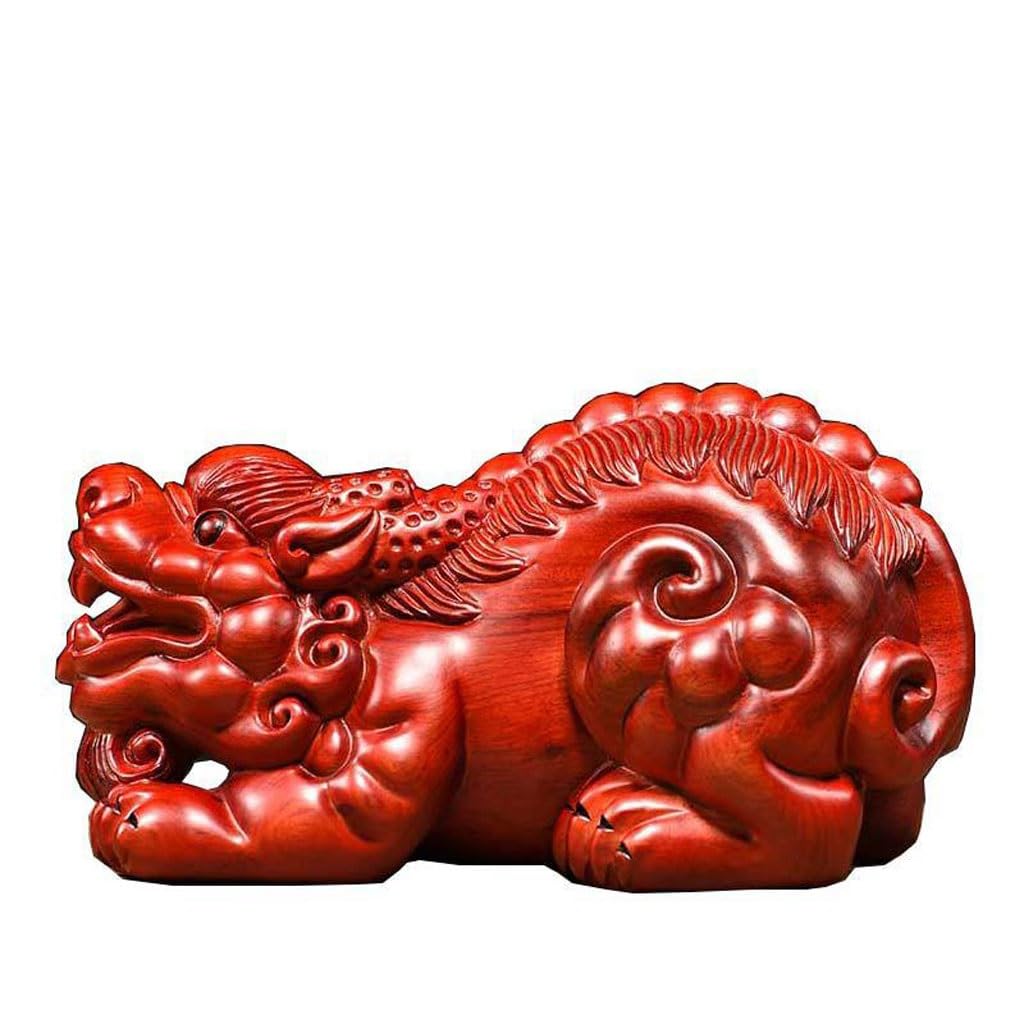 ATREDESES Office Decor Wooden Carving Brave Ornaments Pi恘 Living Room Ornaments Mahogany Carving Crafts Home Decor(5.9in)
