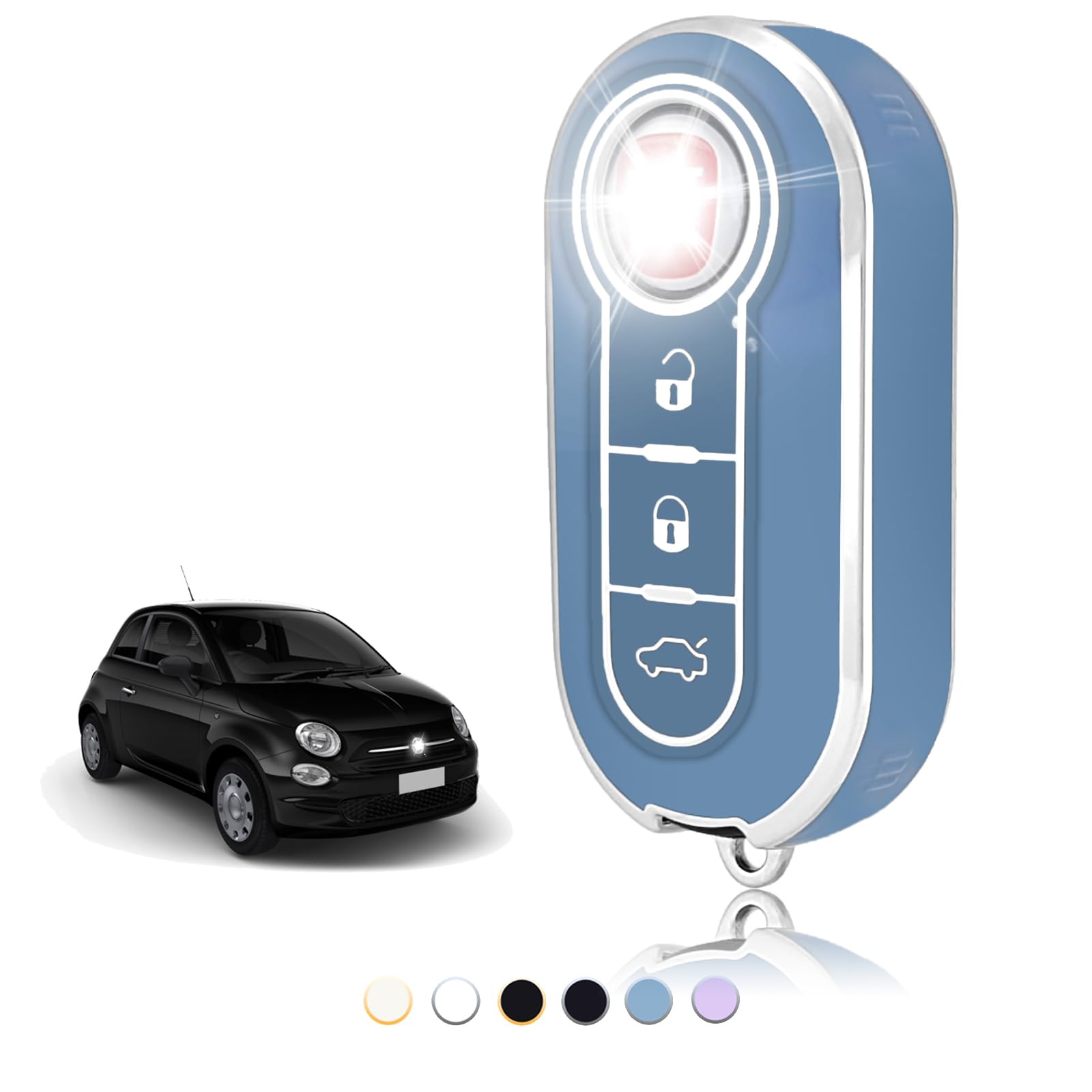 3 Buttons Remote Key Shell Blue For Fiat 500 Panda Idea Punto Stilo Ducato Uncut Sip22 Blade Blank Replacement Fob Cover 5pcs