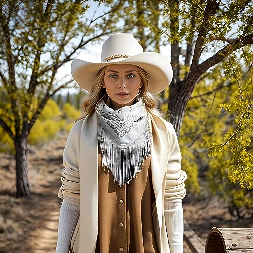 Women's Fringe Bandana Lightweight Shawl Square Headband Disco Bachelorette Party Tribal Western Cowgirl Scarf3
