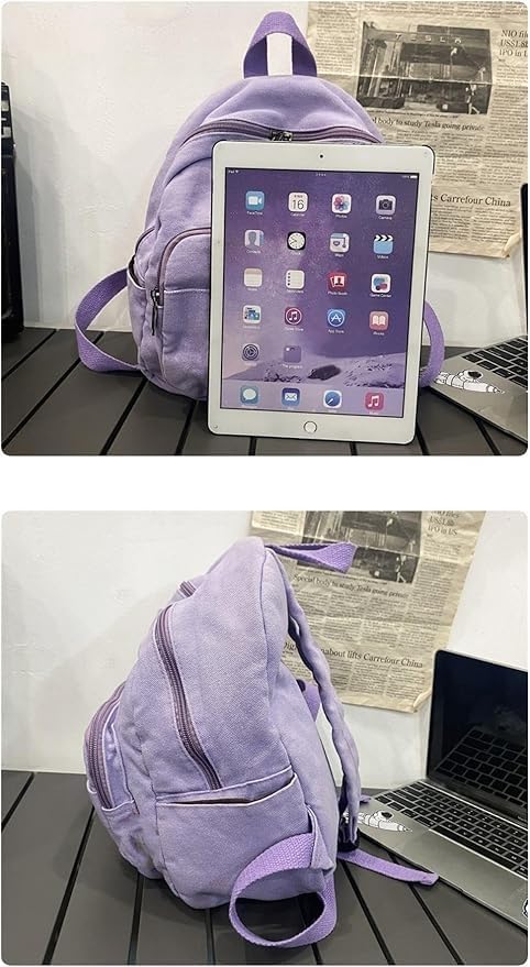 MaxxCloud Vintage Denim Laptop Backpack Casual Canvas Daypack Handbag Purse Lightweight Rucksack Shoulder Bag - Image 4