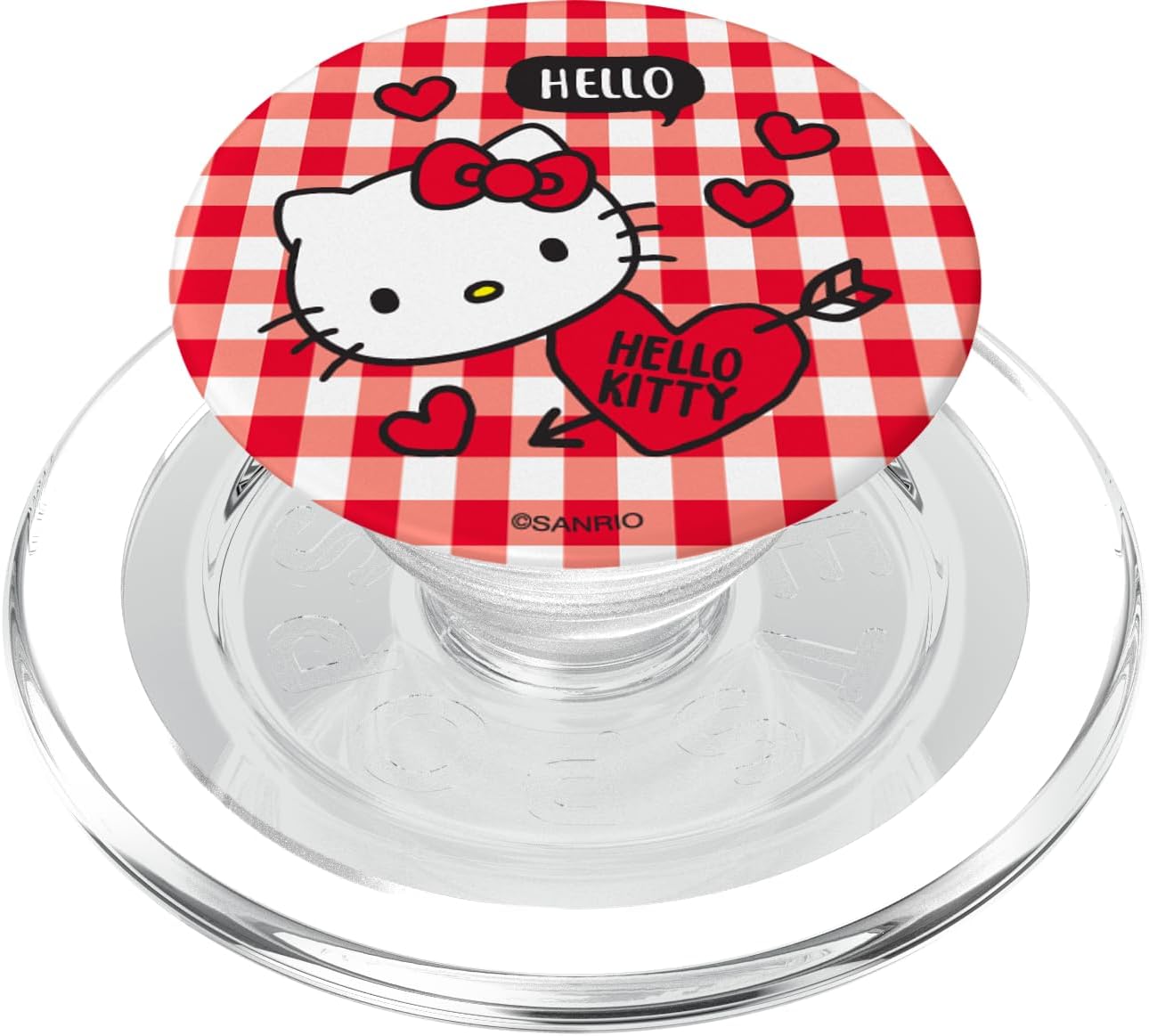Hello Kitty Valentine Gingham and Hearts PopSockets MagSafe PopGrip for iPhone
