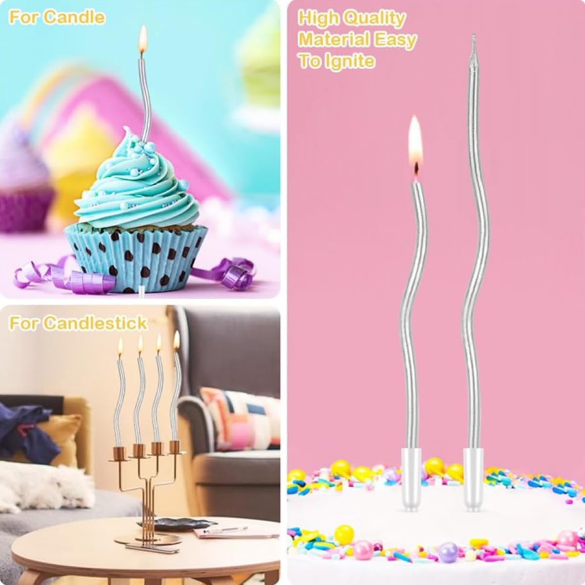 RoadLoo 48 Pezzi Candele Torta Compleanno Multicolore