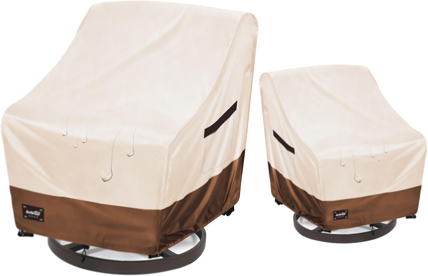 Outdoor Chair Covers 2 Pack, (35W x37D x38H inches)100% Waterproof Heavy Duty Patio Furniture Covers ,Outdoor Furniture Covers Waterproof for Patio Chair Covers,Beige&brown