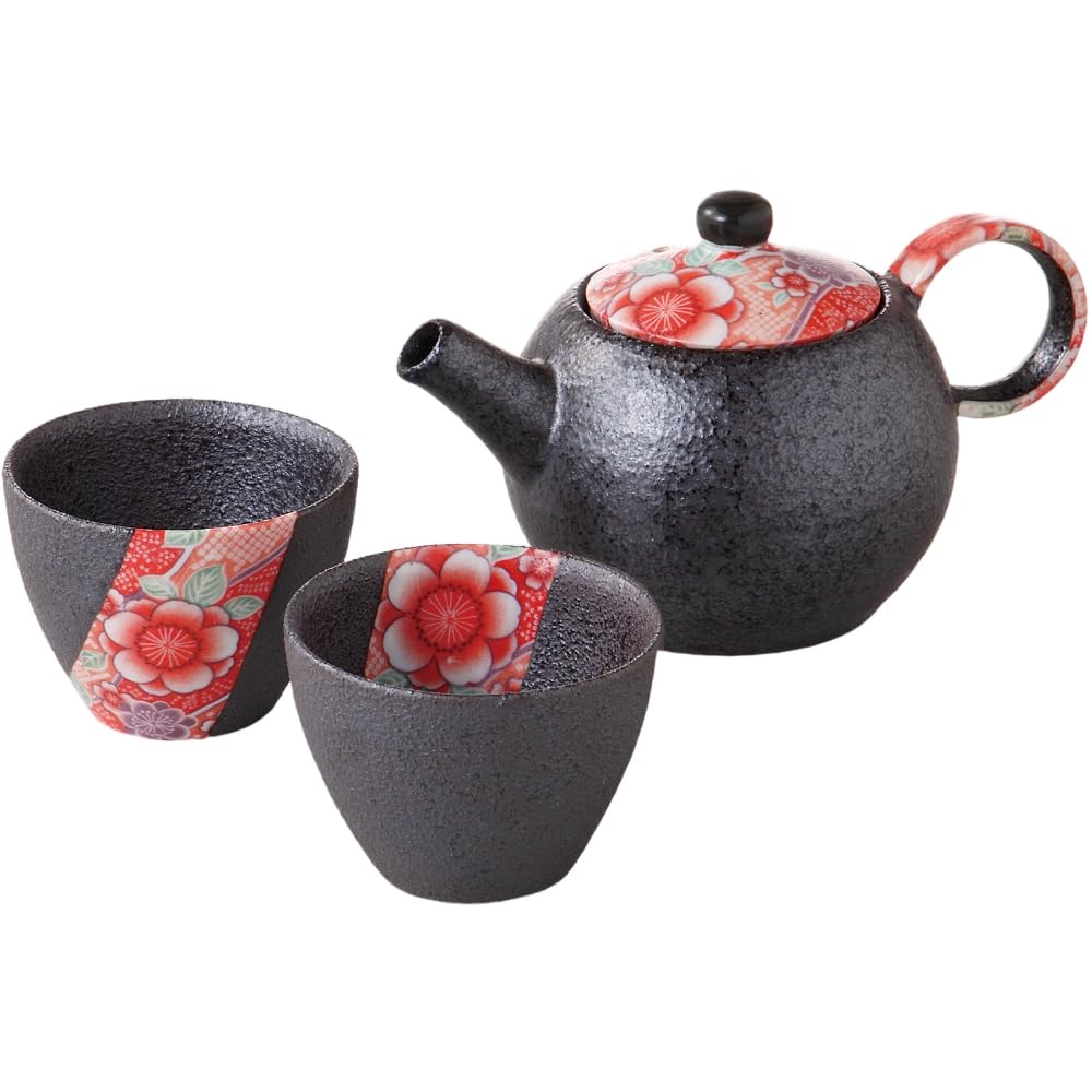 エールネット(Ale-net) ポット 湯呑セット ペアセット 茶こし付き 京友禅 ミニポット茶器 250cc 磁器 美濃焼
