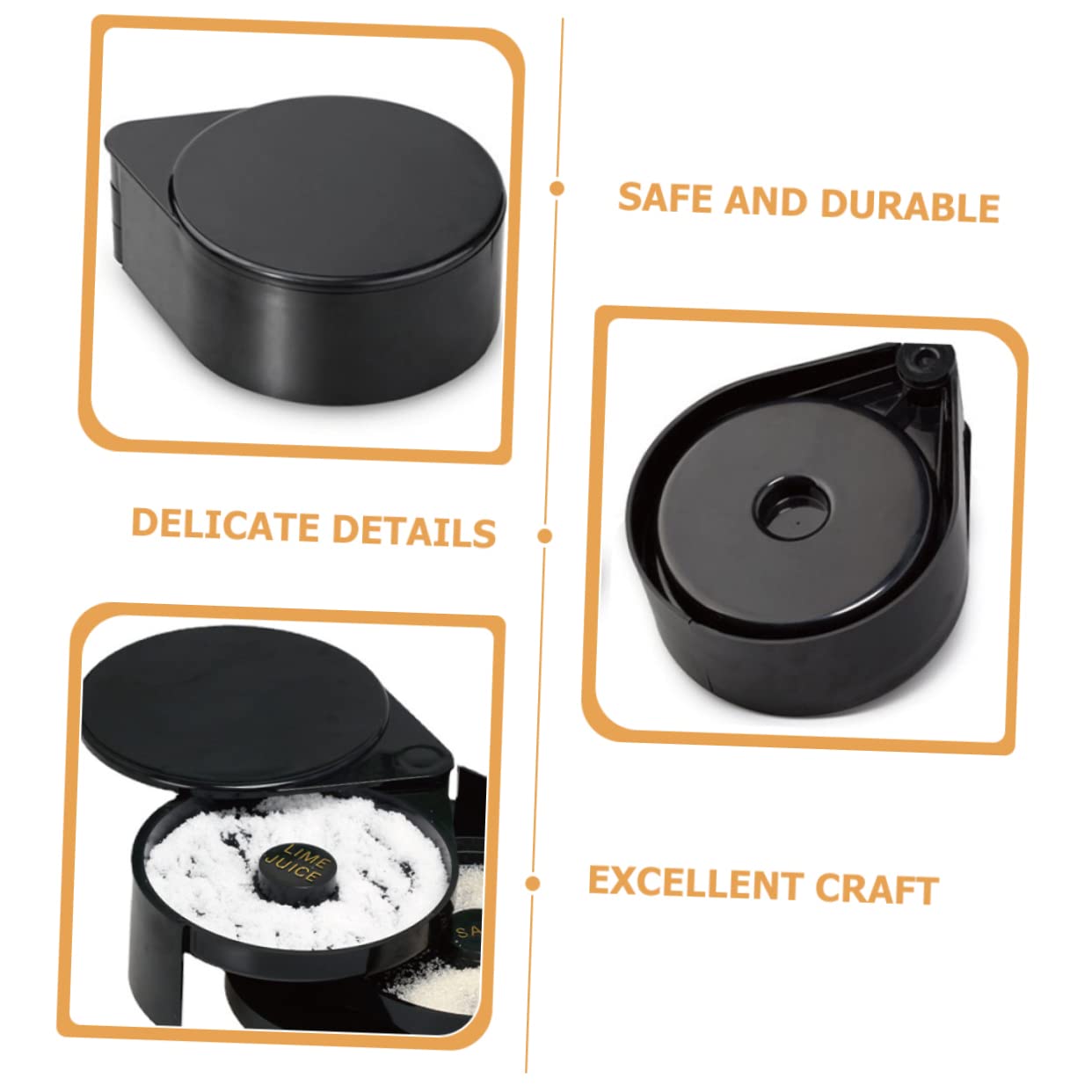 FELTECHELECTR Cocktail Salt Rim Box for Bartender 3 Tier Margarita Salt Seasoning Set Abs Plastic Construction