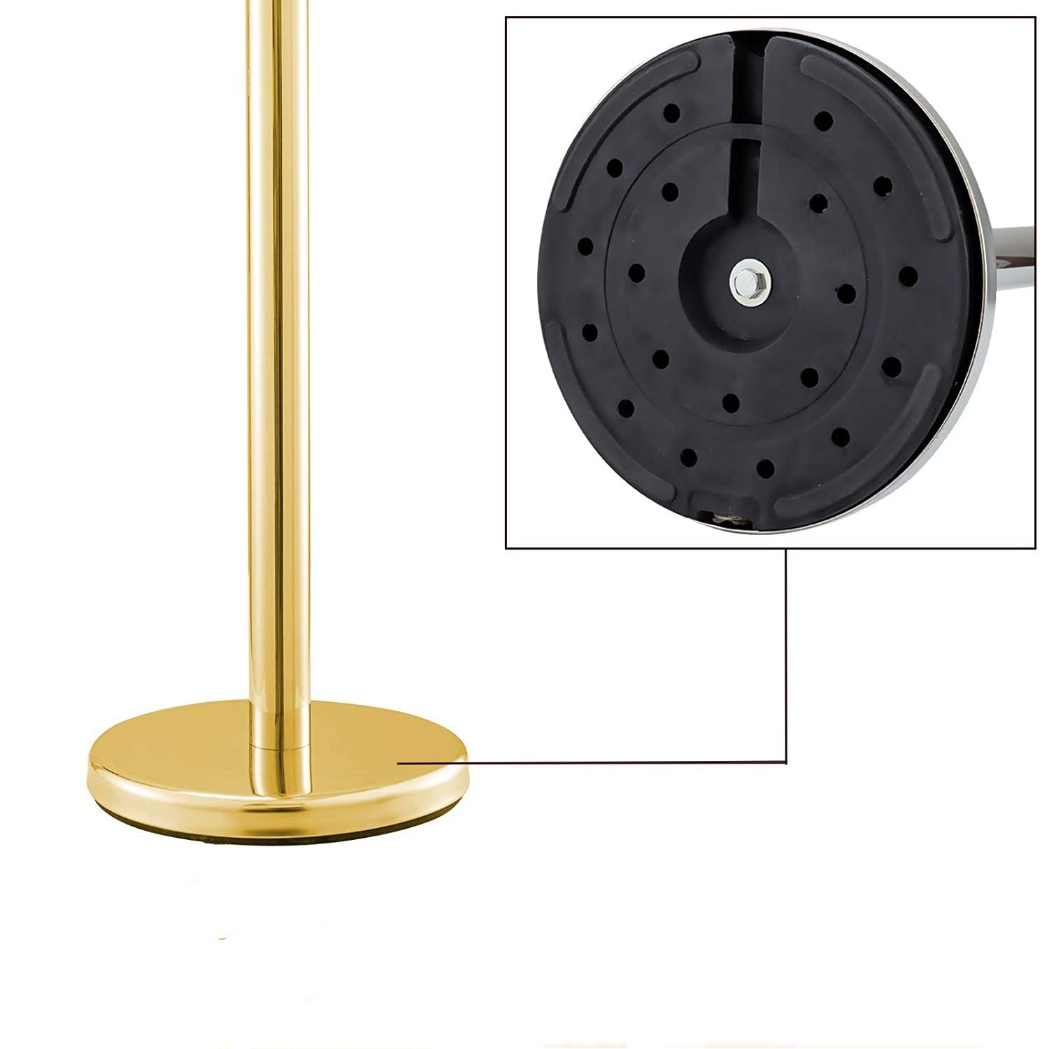 Lot de 4 Poteau de Guidage barrière Barrière de Queue pour Contrôle de Foule, Séparation de Guidage avec 3 Corde en Velour Rouge, Injection de Sable Base Creuse (Or)