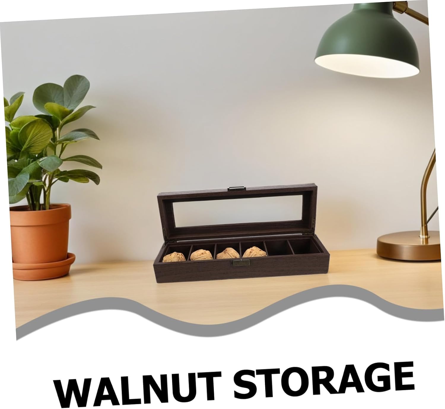 Vintage Wooden Storage Box and Divider with Hinged Lid image 3