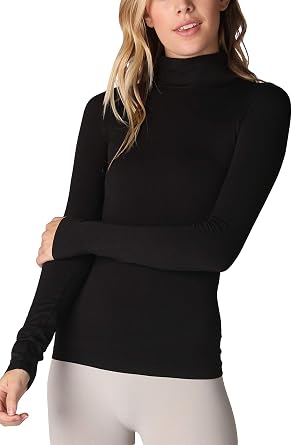 NIKIBIKI Women Seamless Long Sleeve Mock Neck Top, Made in U.S.A