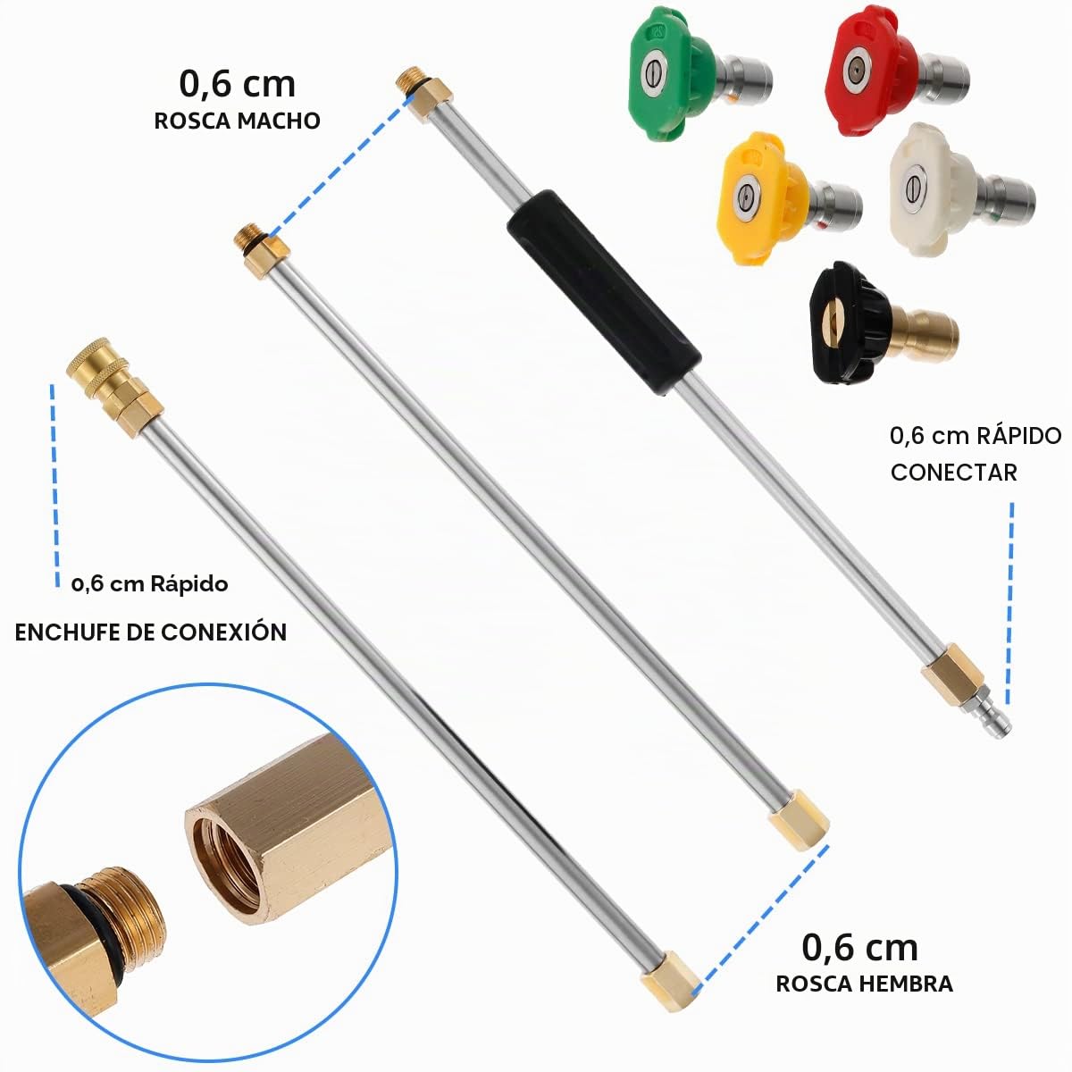 Varitas de extensión para lavadora a 4000 PSI, pistola de alta presión, herramientas de limpieza de canalones, lanza telescópica para techos