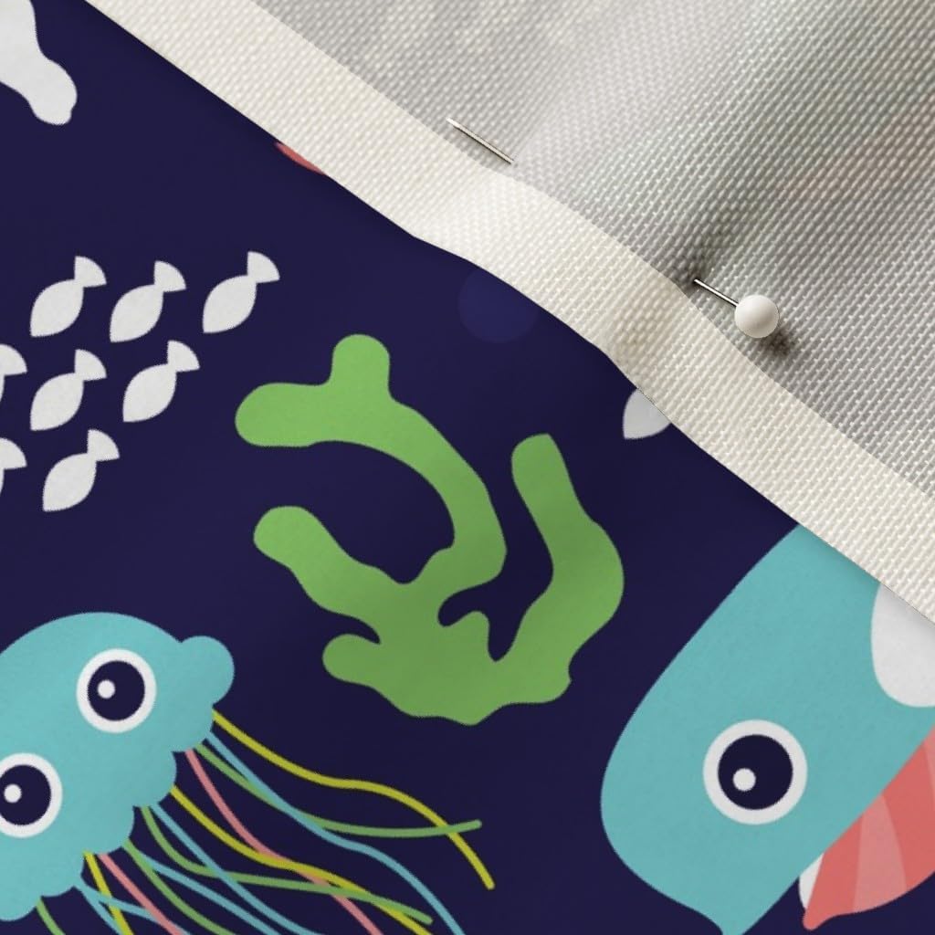 Spoonflower Fabric - Deep Water Fish Sea Life Kids Animals Fun Ocean Coral Reef Squid Printed on Upholstery Velvet Fabric Fat Quarter - Upholstery Home Decor Bottomweight Apparel