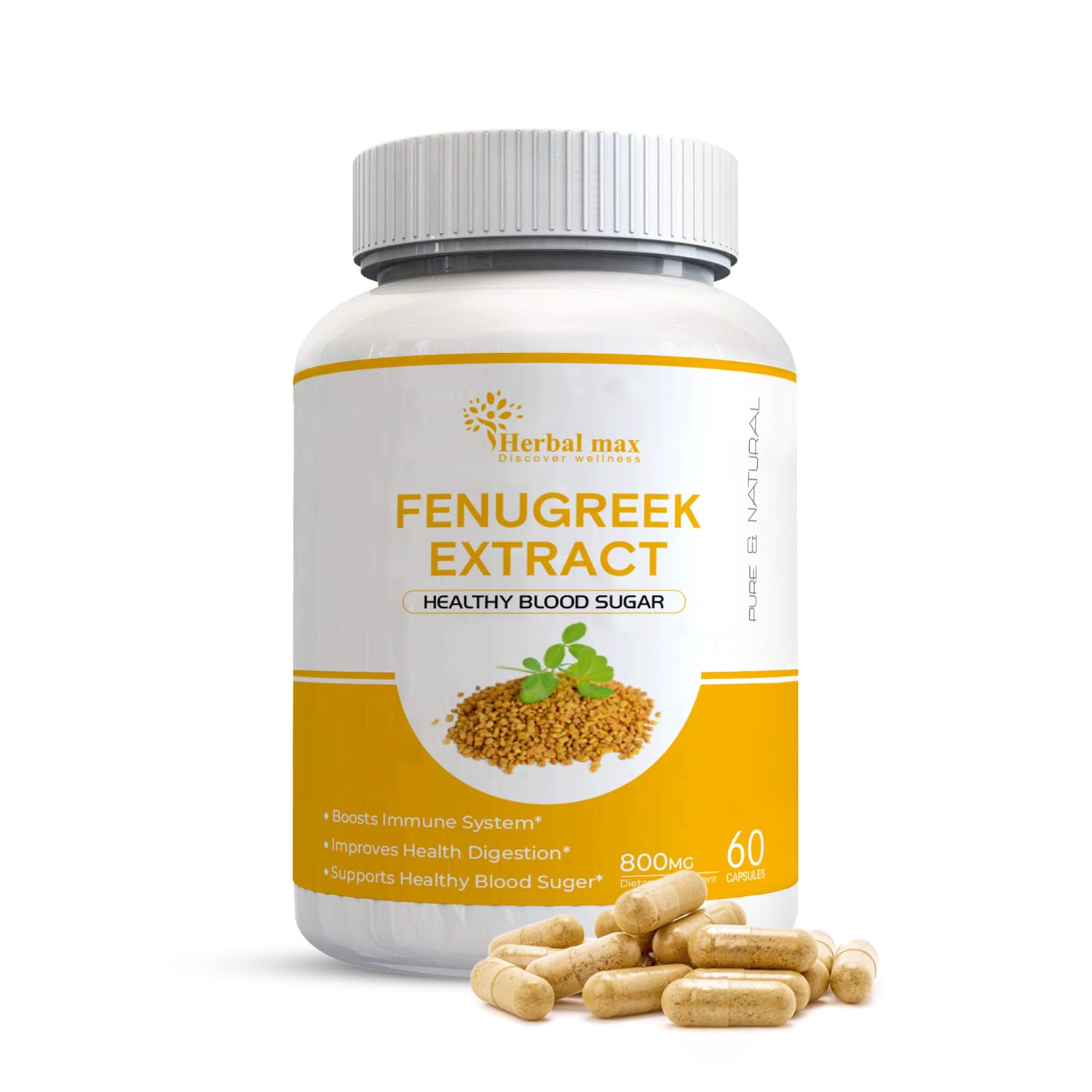 Herbal max Fenugreek Seed Capsule, 60 Veg Capsules (800mg) | Methi Extract | Fibers & Antioxidants | Promote Skin & Hair (B0BC1Z3737) Amazon Price History, Amazon Price Tracker