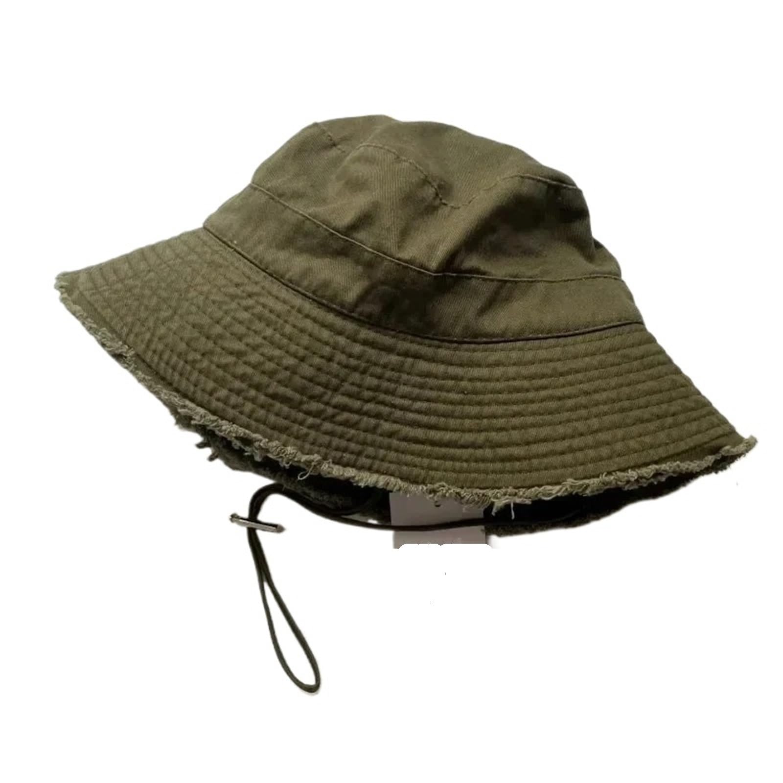 TRRYUIP Bucket Hat Fisherman Hats Foldable Bucket Hat with Big Brim Sunscreen with Adjust Chin Rope(Green)